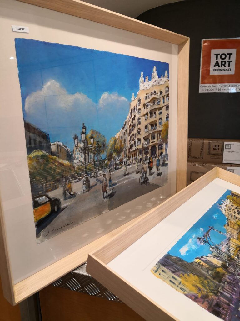 Pintura original passeig de Gràcia de Dia Josep Moscardó